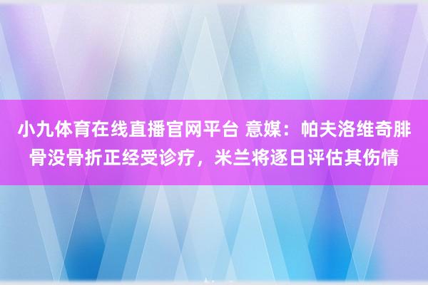 小九体育在线直播官网平台 意媒：帕夫洛维奇腓骨没骨折正经受诊疗，米兰将逐日评估其伤情