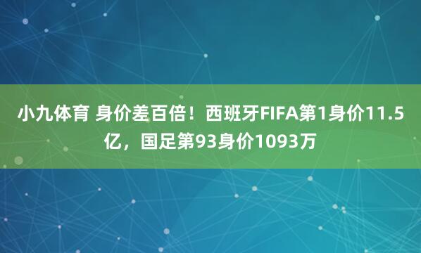 小九体育 身价差百倍!西班牙FIFA第1身价11.5亿,国足第93身价1093万