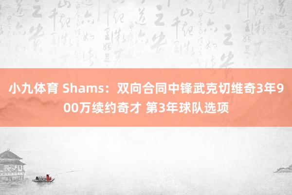 小九体育 Shams：双向合同中锋武克切维奇3年900万续约奇才 第3年球队选项