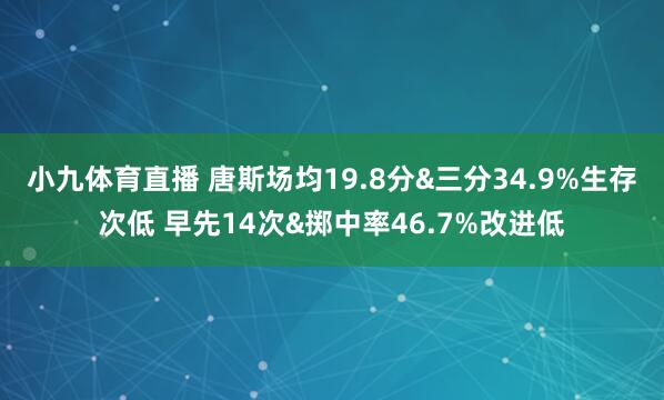 小九体育直播 唐斯场均19.8分&三分34.9%生存次低 早先14次&掷中率46.7%改进低