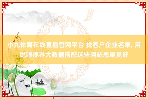 小九体育在线直播官网平台 找客户企业名录， 用锐眼视界大数据搭配这些网站恶果更好