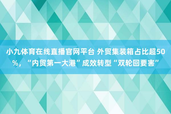 小九体育在线直播官网平台 外贸集装箱占比超50%，“内贸第一大港”成效转型“双轮回要害”