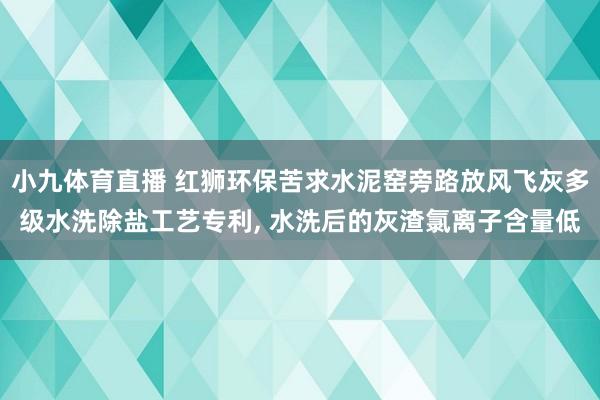 小九体育直播 红狮环保苦求水泥窑旁路放风飞灰多级水洗除盐工艺专利， 水洗后的灰渣氯离子含量低