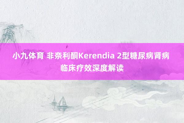 小九体育 非奈利酮Kerendia 2型糖尿病肾病 临床疗效深度解读