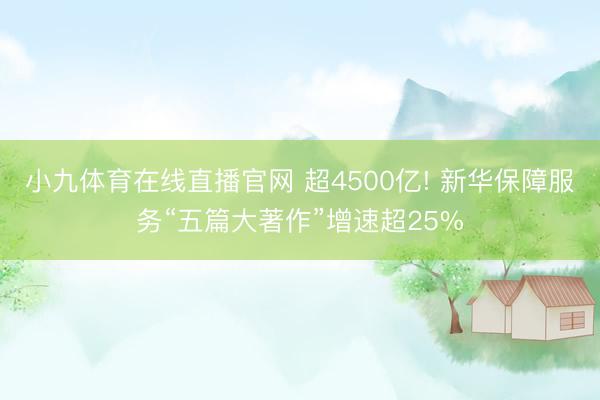小九体育在线直播官网 超4500亿! 新华保障服务“五篇大著作”增速超25%
