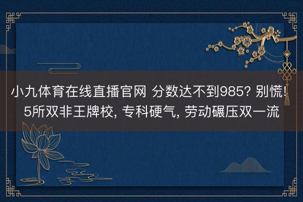 小九体育在线直播官网 分数达不到985? 别慌! 5所双非王牌校， 专科硬气， 劳动碾压双一流