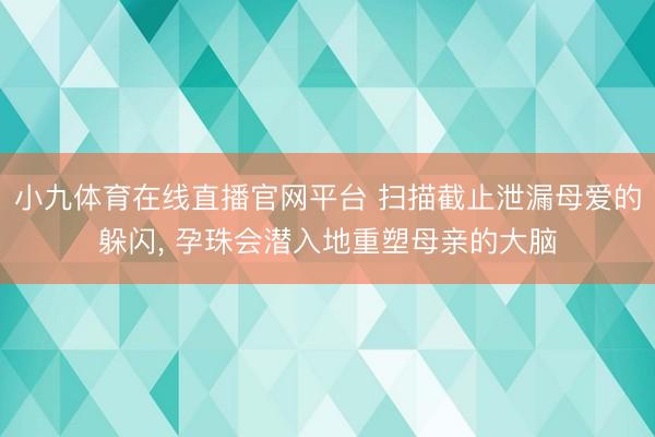 小九体育在线直播官网平台 扫描截止泄漏母爱的躲闪， 孕珠会潜入地重塑母亲的大脑
