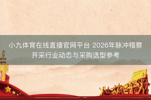 小九体育在线直播官网平台 2026年脉冲稽察开采行业动态与采购选型参考