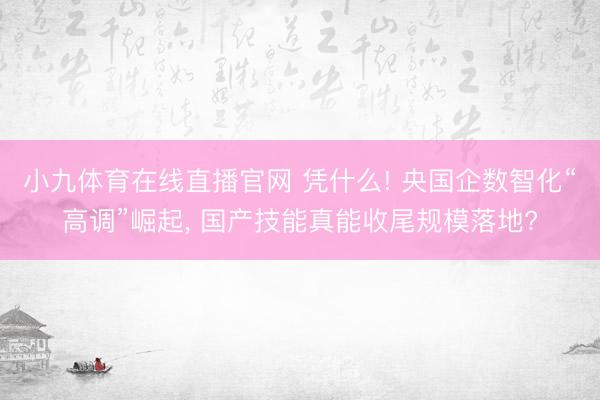 小九体育在线直播官网 凭什么! 央国企数智化“高调”崛起， 国产技能真能收尾规模落地?