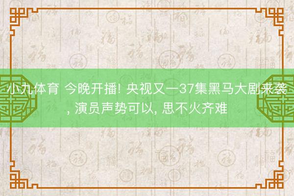 小九体育 今晚开播! 央视又一37集黑马大剧来袭, 演员声势可以, 思不火齐难