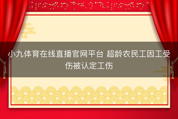 小九体育在线直播官网平台 超龄农民工因工受伤被认定工伤