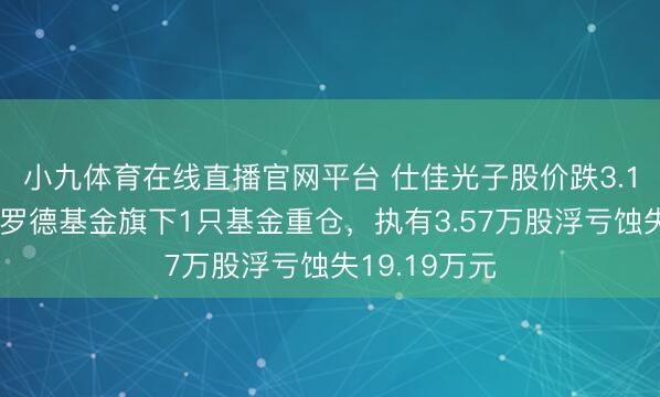 小九体育在线直播官网平台 仕佳光子股价跌3.1%，交银施罗德基金旗下1只基金重仓，执有3.57万股浮亏蚀失19.19万元