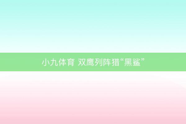 小九体育 双鹰列阵猎“黑鲨”
