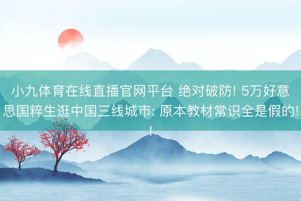 小九体育在线直播官网平台 绝对破防! 5万好意思国粹生逛中国三线城市: 原本教材常识全是假的!