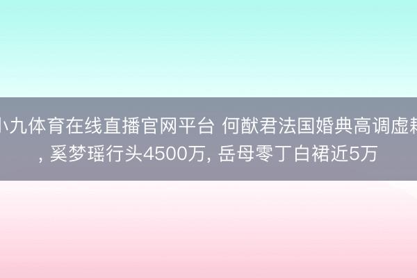 小九体育在线直播官网平台 何猷君法国婚典高调虚耗， 奚梦瑶行头4500万， 岳母零丁白裙近5万