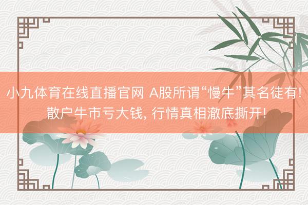 小九体育在线直播官网 A股所谓“慢牛”其名徒有! 散户牛市亏大钱, 行情真相澈底撕开!