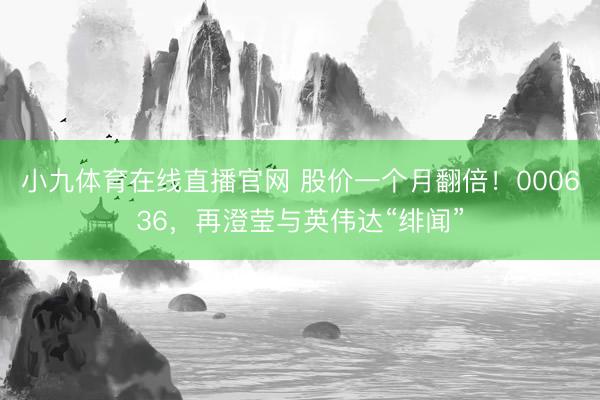 小九体育在线直播官网 股价一个月翻倍！000636，再澄莹与英伟达“绯闻”