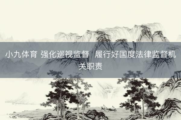 小九体育 强化巡视监督  履行好国度法律监督机关职责