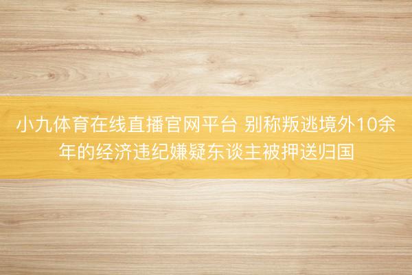 小九体育在线直播官网平台 别称叛逃境外10余年的经济违纪嫌疑东谈主被押送归国
