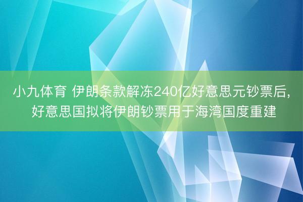 小九体育 伊朗条款解冻240亿好意思元钞票后, 好意思国拟将伊朗钞票用于海湾国度重建