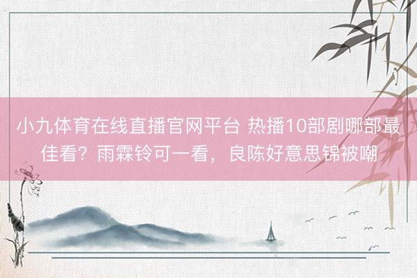 小九体育在线直播官网平台 热播10部剧哪部最佳看？雨霖铃可一看，良陈好意思锦被嘲